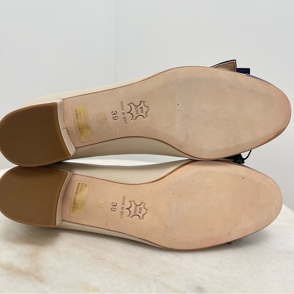 Ferca 81 Bow Two Toned Cream Blue Kitten Heel Shoe Size 39 - Picture 10 of 11